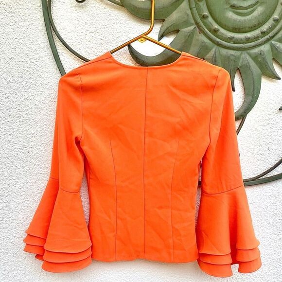 Bebe Orange Tiered Bell Sleeve Blouse - Picture 5 of 8